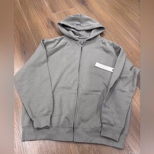 New Fear of God ESSENTIALS Classic Full Zip-Up Hoodie in taupe gray size XL
